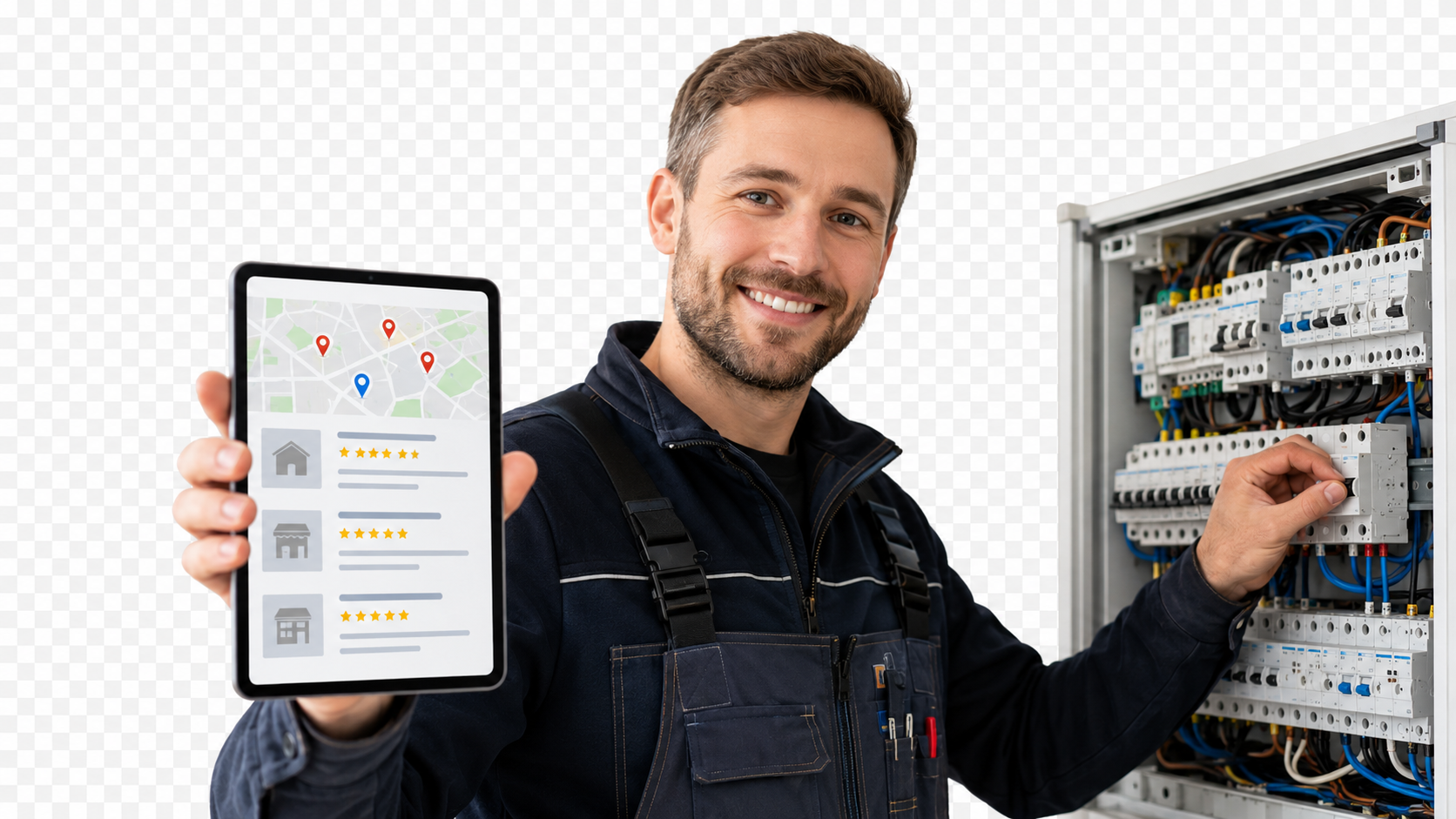 Elektriker installiert einen Verteilerschrank in München